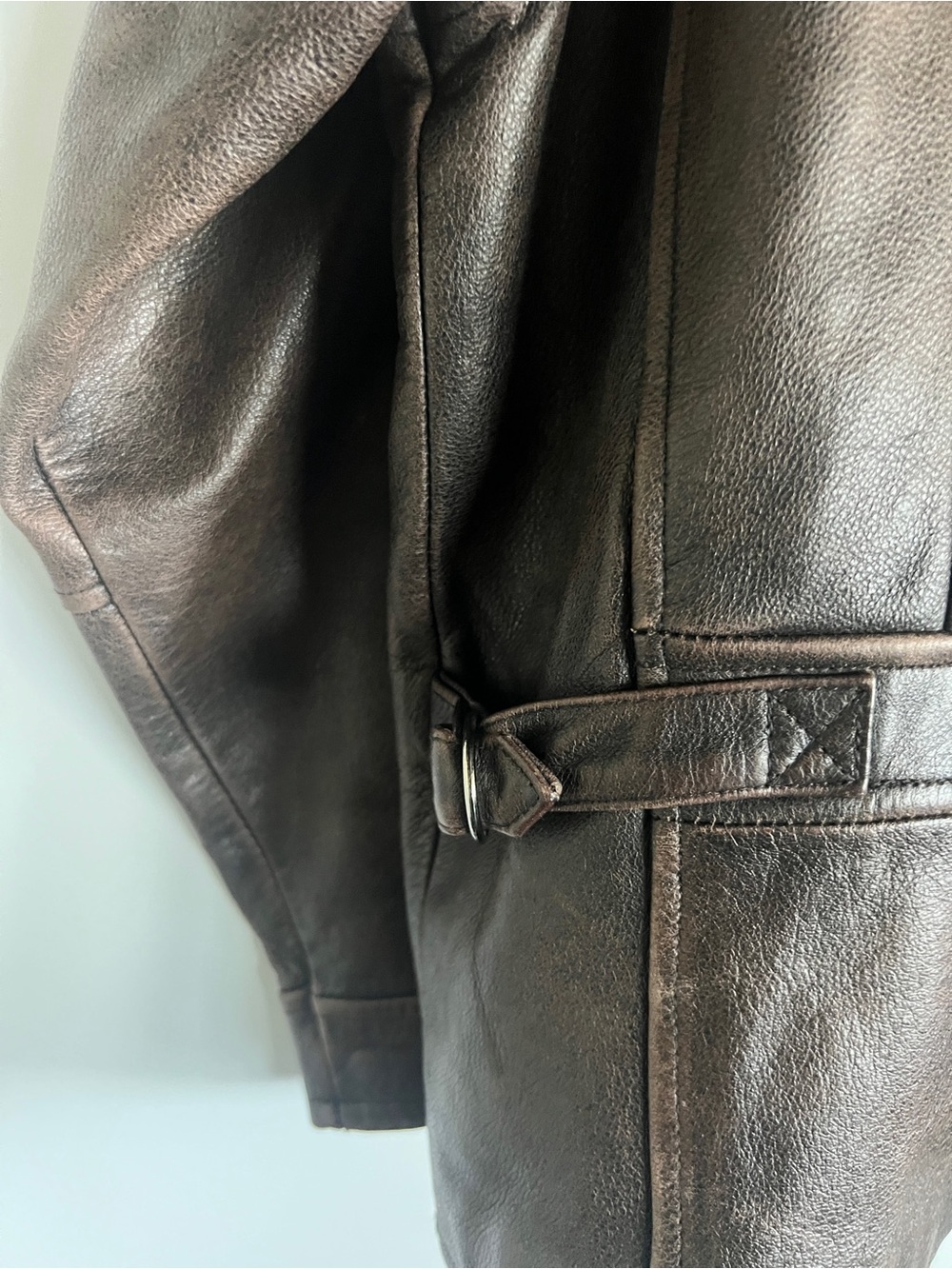 Vintage Eddie Bauer Dark Brown Leather Bomber Jacket - Picture 6 of 7